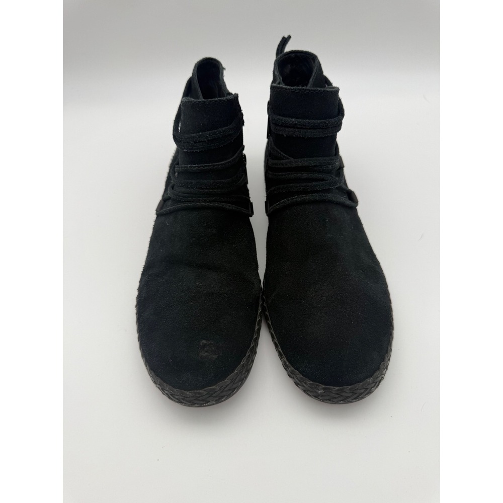 UGG Elora Black Suede Wrap Ankle Boots Side Zip 1123598 Womens 9.5 - Picture 2 of 6